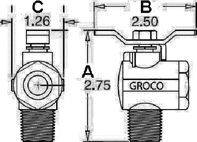Groco FV590 Bronze 90° Fuel Valve 1/2 Inch NPT