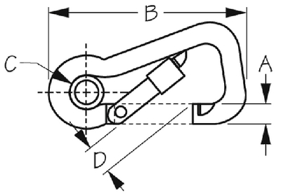 Sea-Dog Line 150128 Locking Asymmetrical Snap Hook with Eye Insert 316 Stainless Steel 4-3/4"