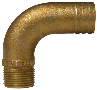 Groco FFC-1125 Bronze Full Flow 90 Degree Pipe-to-Hose Adapter 1-1/4 Inch NPT