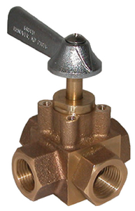 Groco FV-450-X Bronze 4-Way Tank Selector Valve 1/2 Inch Full Flow