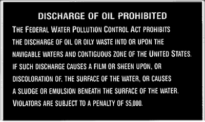 Bernard Engraving P204 Oil Discharge Plaque - Marine Safety Label
