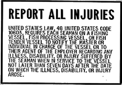 Bernard Engraving P230 Report All Injuries Safety Plaque for Fishing Boats