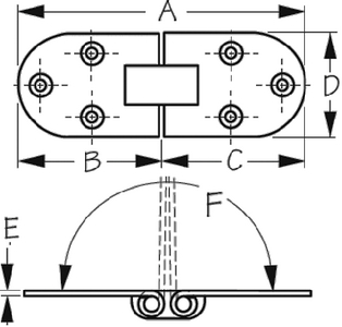 Sea-Dog Line 201551-1 Stainless Steel Flush Mount 2-Pin Hinge