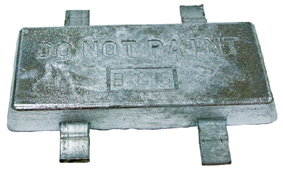 B & S Anodes BSMWO114X6X12 Zinc Weld On Plate 1-1/4" x 6" x 12"