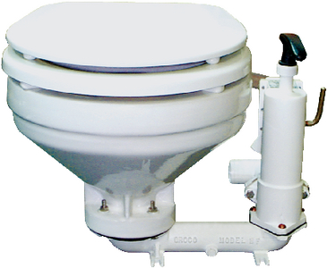 Groco HFB Hand Operated Marine Toilet with Bronze Base - White