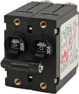 Blue Sea Systems 7237 A-Series Toggle Circuit Breaker 30A Double Pole Black