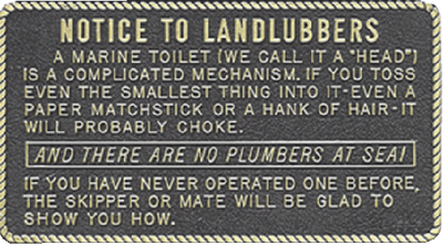 Bernard Engraving FP003 Notice To Landlubbers Adhesive Sign