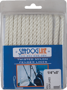 Sea-Dog Line 301106006WH-1 Premium Twisted 3-Strand Nylon Fender Line 3/8" x 6' White 2-Pack