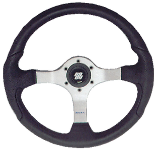 Uflex NISIDABP Nisida Steering Wheel Polished Aluminum with Black Polyurethane Grip