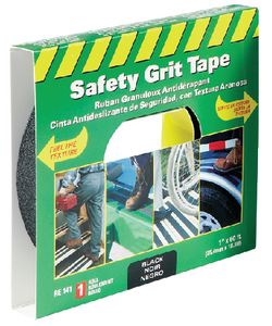 Lifesafe RE141 Gator Grip Anti-Slip Safety Tape 1" x 60' Black 60-Grit