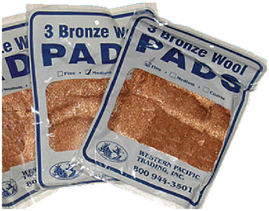 Western Pacific Trading 35005 Bronze Wool Pads Medium Grade 3-Pack