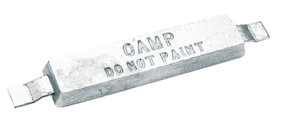Camp Zinc W12 Weld-On Hull Anode 12" x 3" x 1.25" with Galvanized Straps