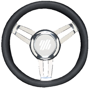 Uflex FOSCARIVCHB Foscari Marine Steering Wheel Black Vinyl Chrome 13.8 Inch