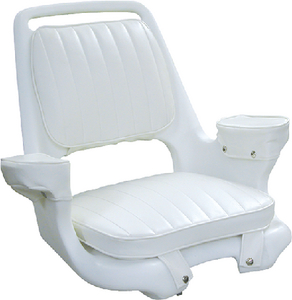 Wise Seating 8WD1007-3-710 Captain's Chair Package with Cushion Set and Mounting Plate - White