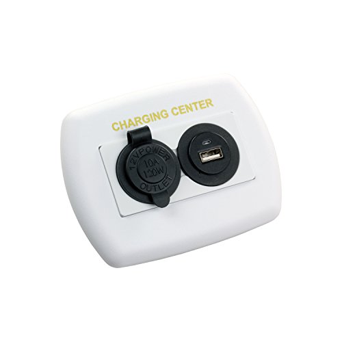 JR Race Car 15085 White 12V USB Charging Center for RV