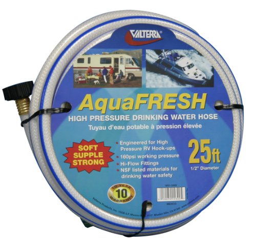 Valterra W015300 AquaFresh 25' High Pressure RV Drinking Water Hose White