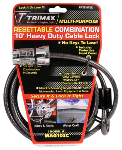 Trimax MAG 10SC Multi-Use Cable Lock 10ft x 10mm Braided Steel
