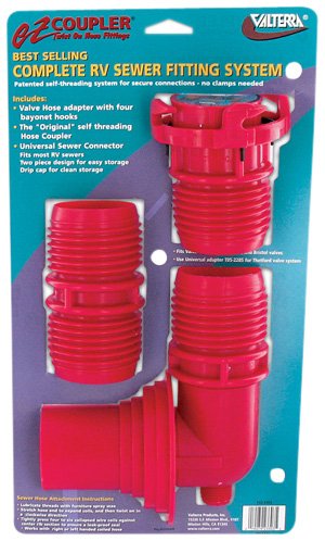 Valterra F02-3303 EZ Coupler RV Sewer Hose Connection System 3-Piece Red