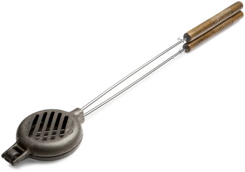 Rome Industries 1505 Wilderness Cast Iron Burger Griller with Wood Handles