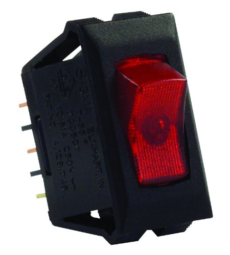 JR Race Car 12515 Illuminated 120V On/Off Rocker Switch Red/Black SPST