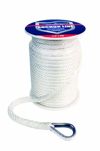 Attwood Marine 11724-1 Solid Braid Multifilament Polypropylene Anchor Line with Thimble