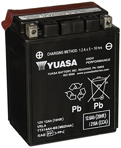 Yuasa Batteries YUAM62H4A YTX14AH-BS High Performance Maintenance Free Battery 12V 12Ah