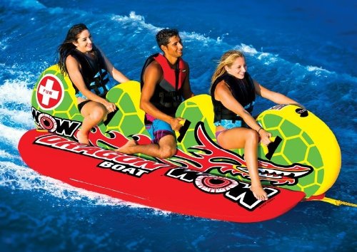 WOW Sports 13-1060 Dragon Boat 3 Rider Inflatable Towable Tube