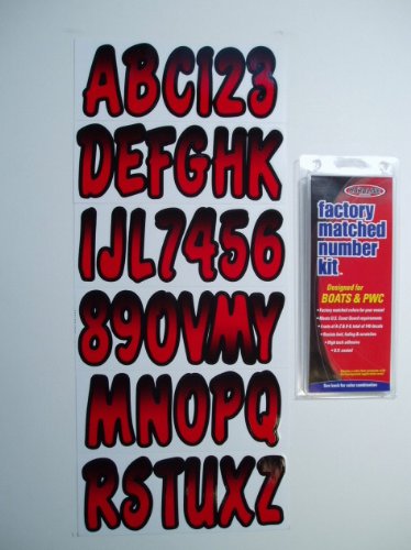 Hardline Products REBKG200 3" Registration Letter Number Kit Red Black Gradient