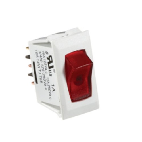 RV Designer S241 White Rocker Switch with Red Indicator 10 Amp