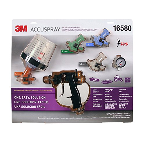 3M 16580 Accuspray ONE Spray Gun System Kit with 4 Atomizing Heads