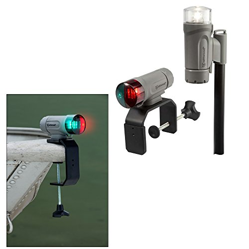 Attwood Marine 14194-7 C-Clamp Portable LED Navigation Light Kit with Telescoping Pole