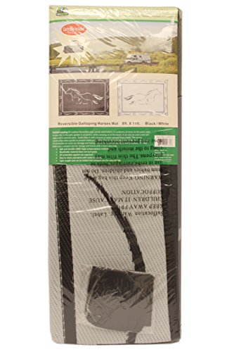 Ming's Mark GH8181 Reversible Patio Mat 8' x 18' Galloping Horses Black/White