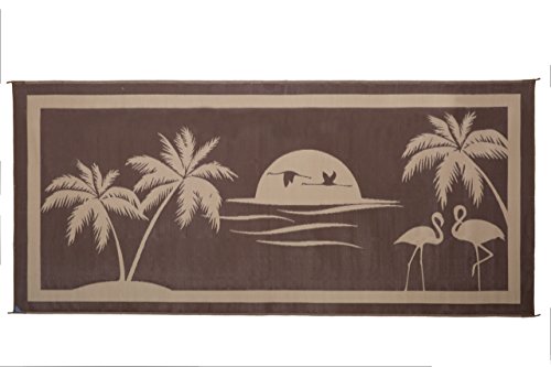 Ming's Mark TO8187 Tropical Oasis Reversible RV Patio Mat 8' x 18' Brown/Beige