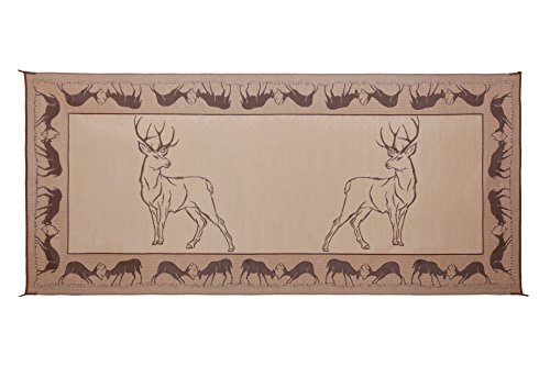 Ming's Mark PE1 Reversible Deer Design RV Patio Mat 8' x 18' Black Brown Beige