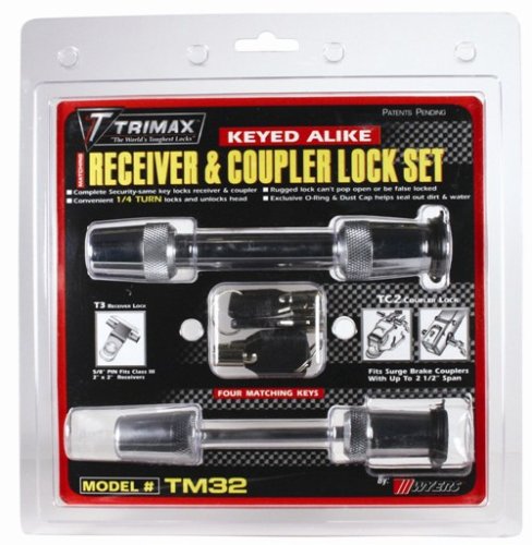 Trimax TM32 Keyed Alike Receiver and Coupler Lock Set for Class III Trailers