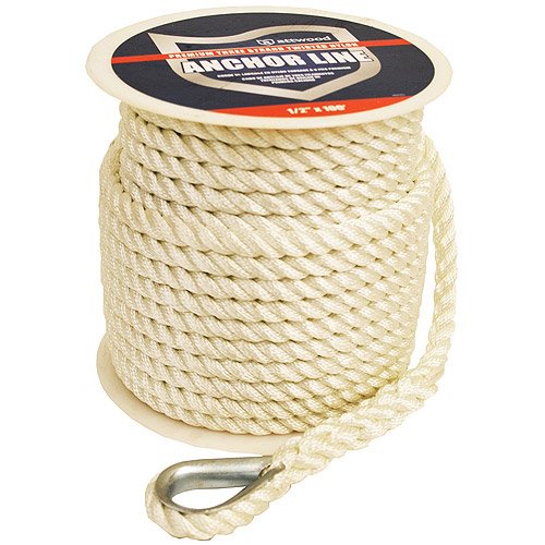 Attwood Marine 11709-1 Anchor Line 1/2 Inch x 100 Feet White