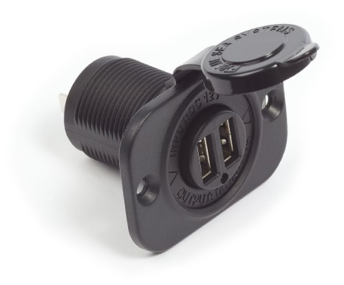 Blue Sea Systems 1016 Dual USB Charger Socket 12/24V Panel Mount Black