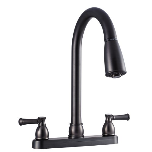 Dura Faucet DFPK350LVB Non-Metallic Dual Lever Kitchen Faucet with Pull-Down Spout