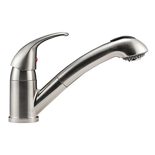 Dura Faucet DFNMK852SN RV Kitchen Faucet with Pull-Down Sprayer - Brushed Satin Nickel