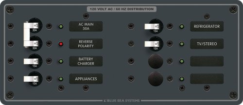 Blue Sea Systems 8412 AC Main Circuit Breaker Panel 120V 6 Position
