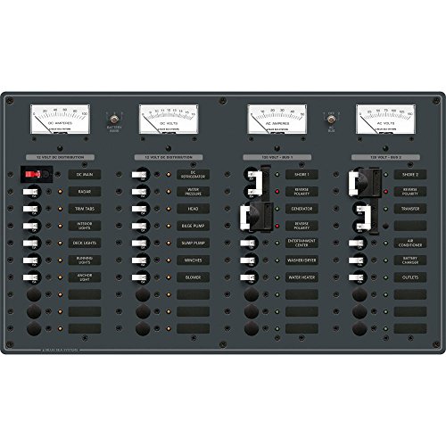 Blue Sea Systems 8086 AC/DC Circuit Breaker Panel - 3 AC Sources + 12 Positions / DC Main + 19 Positions