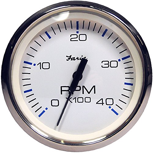 Faria Instruments 33818 Chesapeake White SS 4" Tachometer 4000 RPM Diesel Magnetic Pick-Up