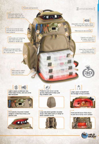 Wild River WT3604 Nomad Lighted Tackle Backpack with 4 Trays