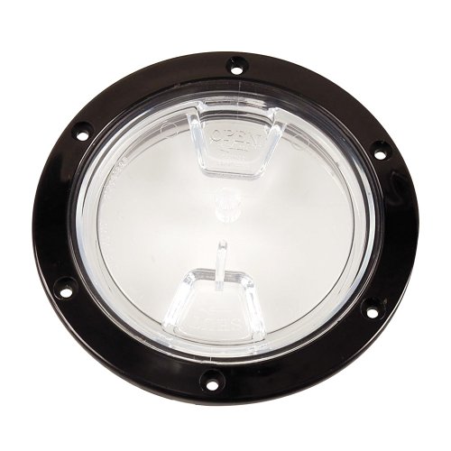 Beckson Marine DP40-B-C 4" Screw-Out Deck Plate with Clear Center Black