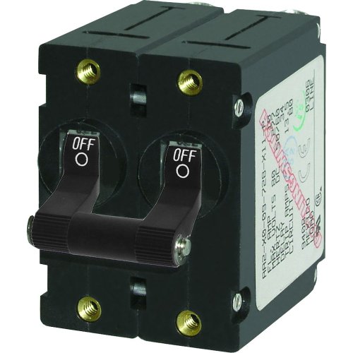 Blue Sea Systems 7236 A-Series Double Pole Toggle Circuit Breaker 20A Black