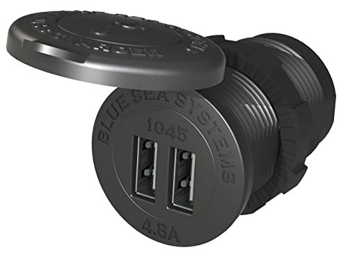 Blue Sea Systems 1045 Dual USB Charger Socket 12/24V DC 4.8A Marine Grade