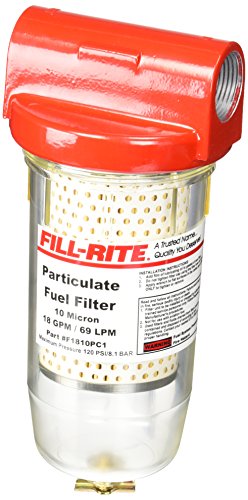 Fill-Rite F1810PC1 Clear Bowl Fuel Filter with Drain - 10 Micron Hydrosorb