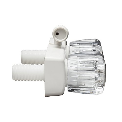 Dura Faucet DF-SA100A1-WT Exterior RV Shower Faucet White with Smoked Acrylic Knobs