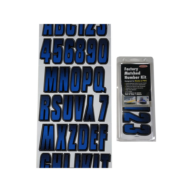 Hardline Products BLBKG300 Series 300 Registration Kit Carbon Fiber Blue-Black 3" A-Z 0-9 Decals