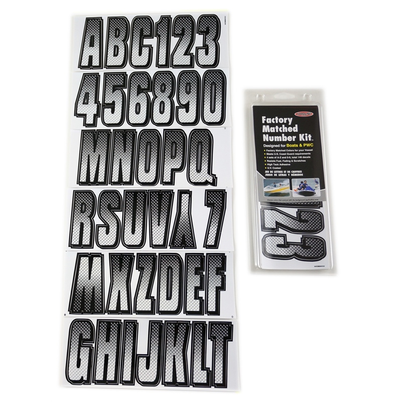 Hardline Products WHBKG300 Boat Registration Number Kit 3" White/Black Gradient